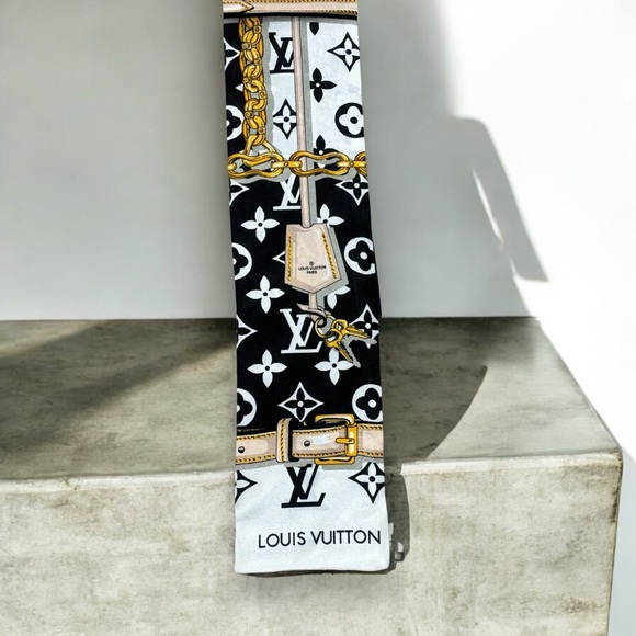 Louis Vuitton Silk Monogram Confidential Bandeau Black Scarf - Picture 6 of 9